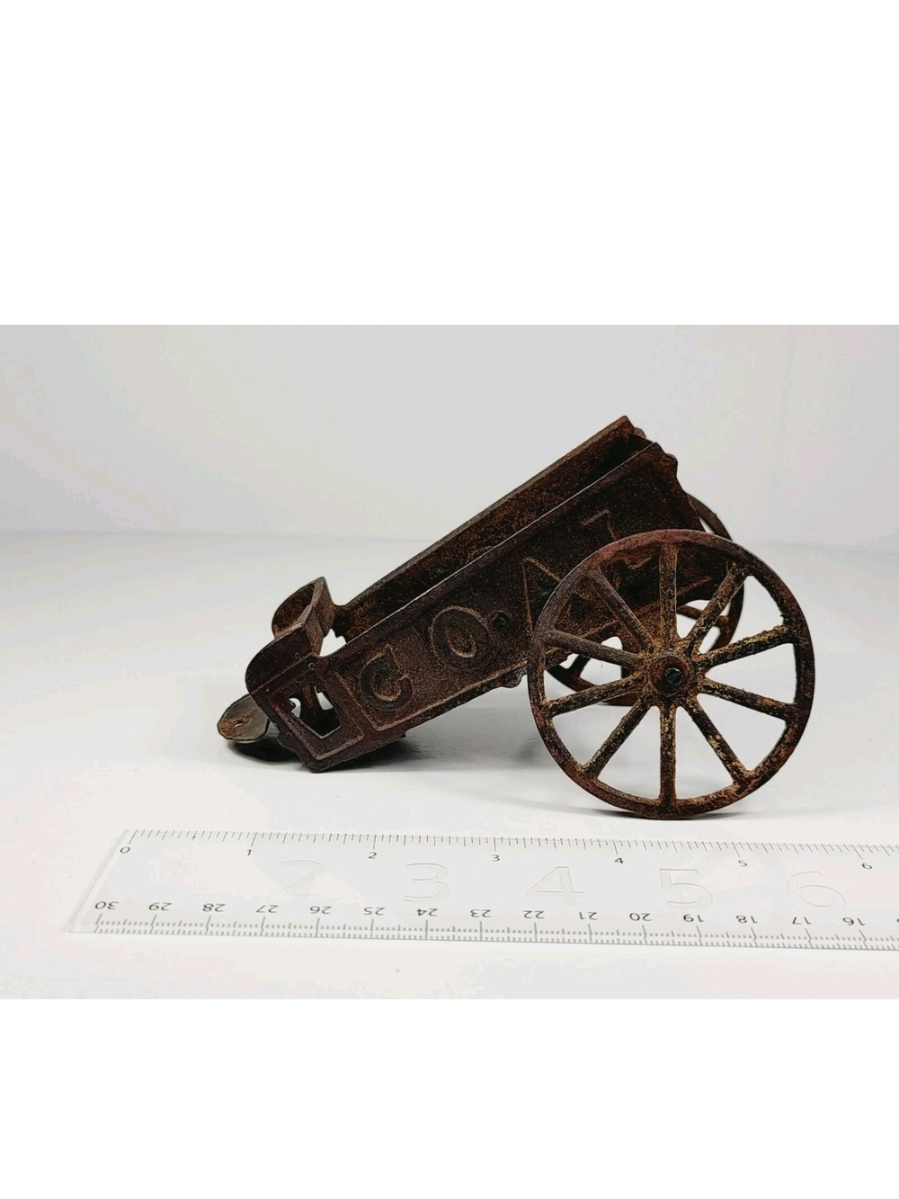 Vintage Antique Metal Tin Coal Wagon Horse Carriage